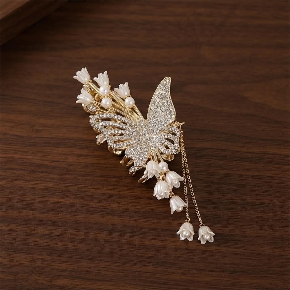 Lovely Women's Hair Clip with Butterfly and Flower Accents NEW